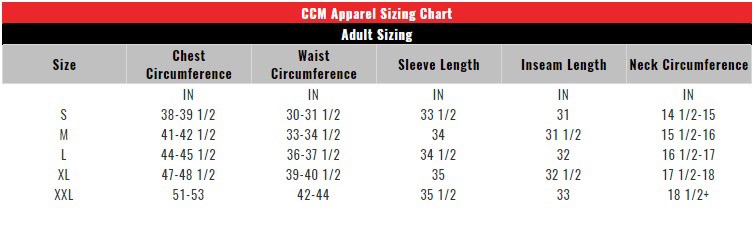 Ccm Size Chart
