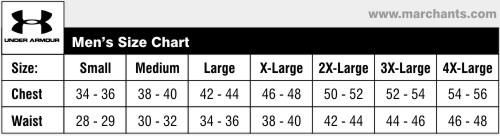 Under Armour Men S Size Chart