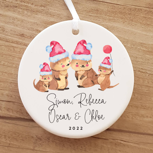 Ribbon and Clay quokka family of three ornament 2022