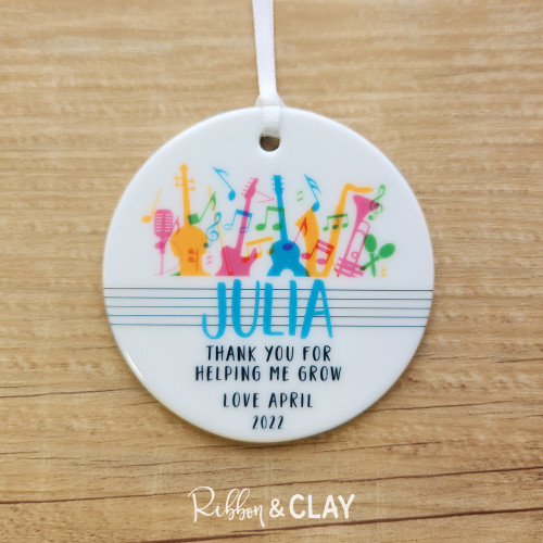 Music teacher thank you gift Ribbon & Clay