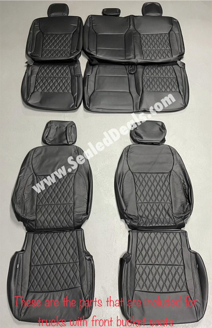 Katzkin Leather Seat Covers Kit for 2021-2024 Ford F150 SuperCrew  XLT - Custom Black with Diamond Inserts