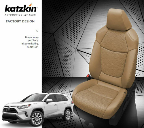Katzkin Factory Style Leather Seat Covers for 2019-2024 Toyota RAV4 LE, XLE, Hybrid Models