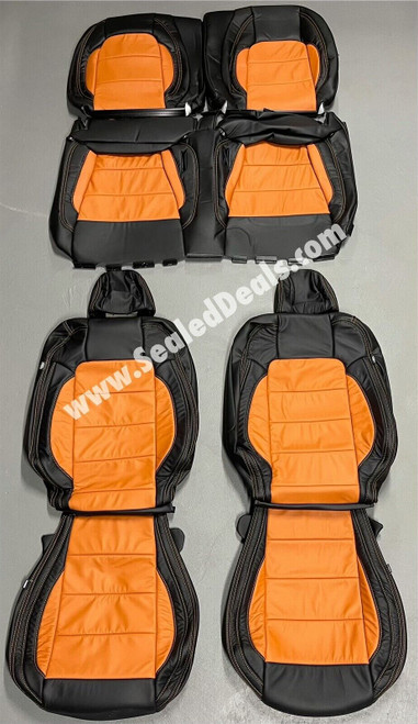 Katzkin Black & Orange Leather Seat Covers For 2015-2023 Ford Mustang Coupe or Convertible