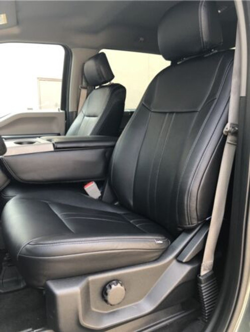 Katzkin Black Leather Seat Covers for 2017-22 Ford F250 F350 F450 XL, XLT SuperCrew