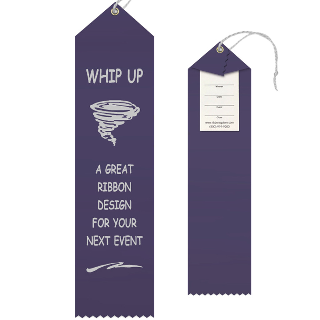 Custom Award Ribbon 2.5x10 Peaked with Event Card and String