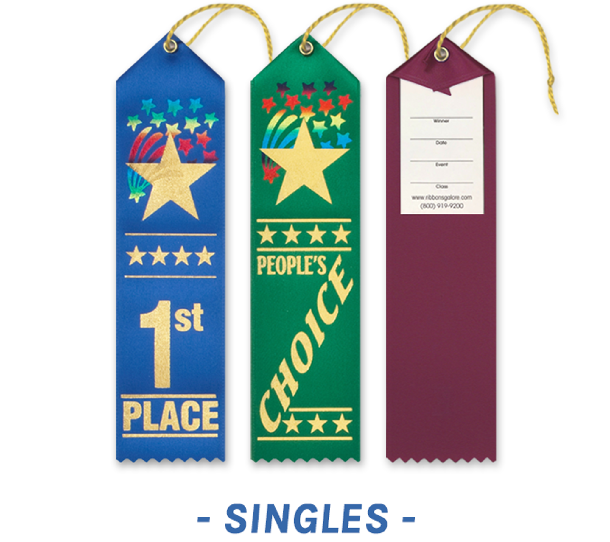Starburst Award Ribbons with Card and String