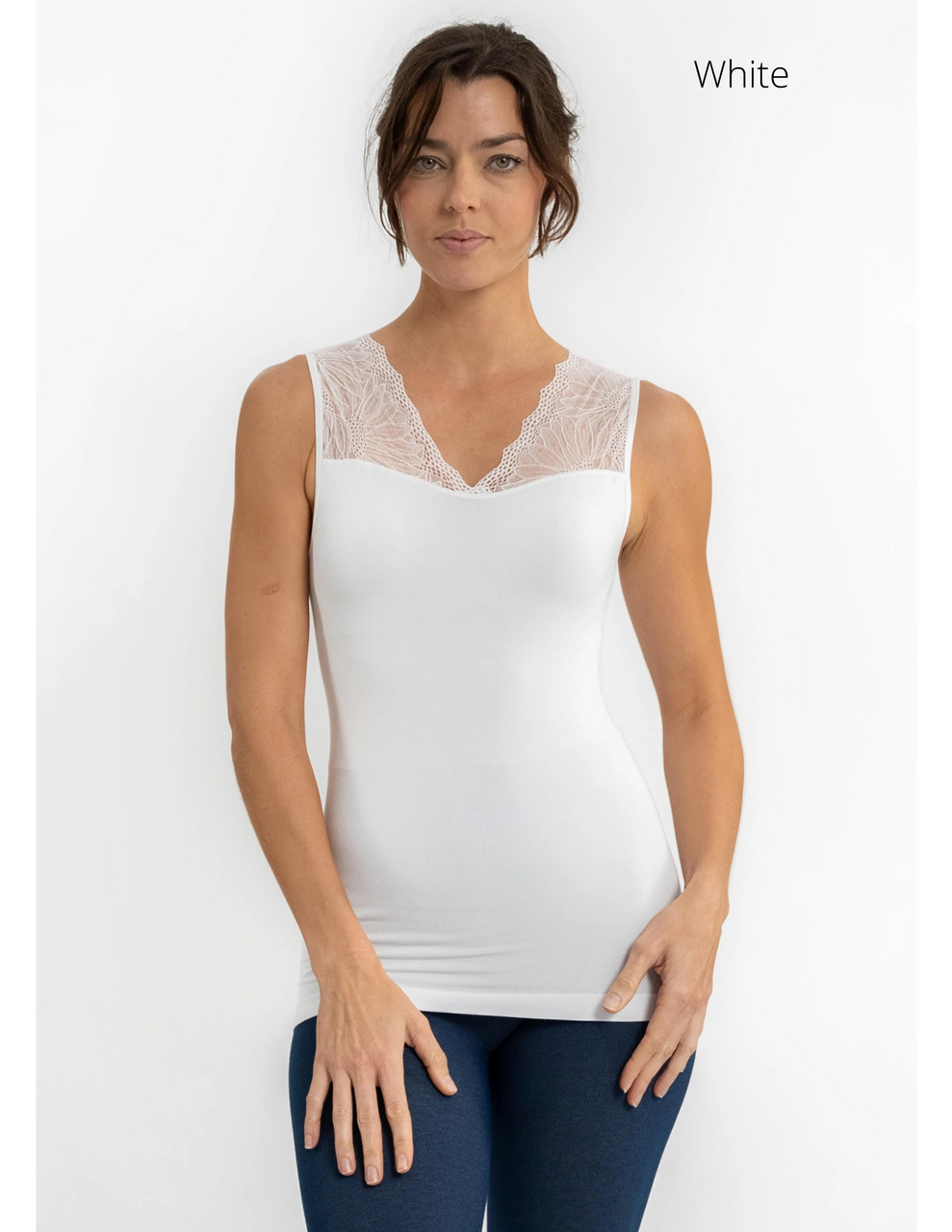 Elietian Lace Neck Seamless One-Size Camisole Tank