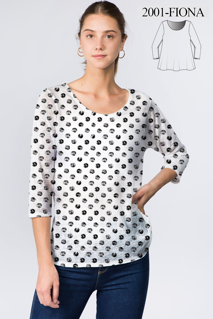 Et' Lois White Polka Dot Soft Knit Top - New Moon Boutique
