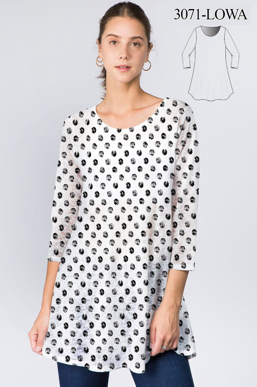 Et' Lois White Polka Dot Soft Knit Top - New Moon Boutique