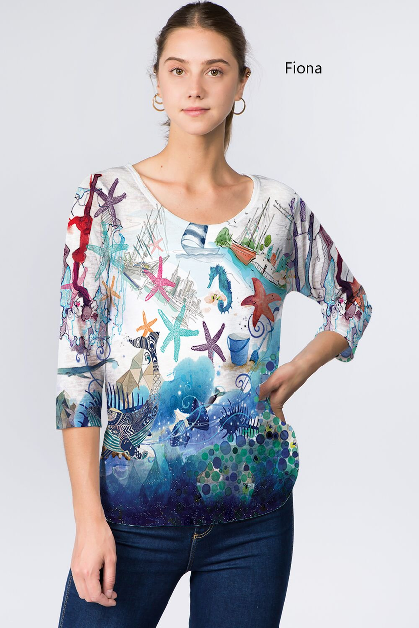 Anthropologie アンソロポロジーのワッフルニットラップ Et' Lois Under the Sea Soft Knit Top - New Moon Boutique