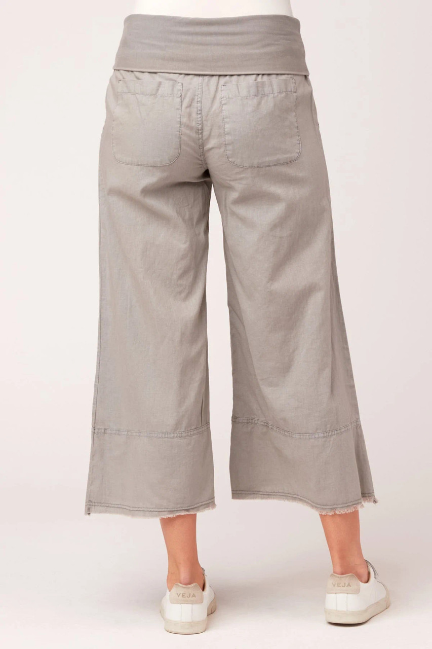 XCVI Grey Mist Linen/Cotton Wide Leg Crop Pant