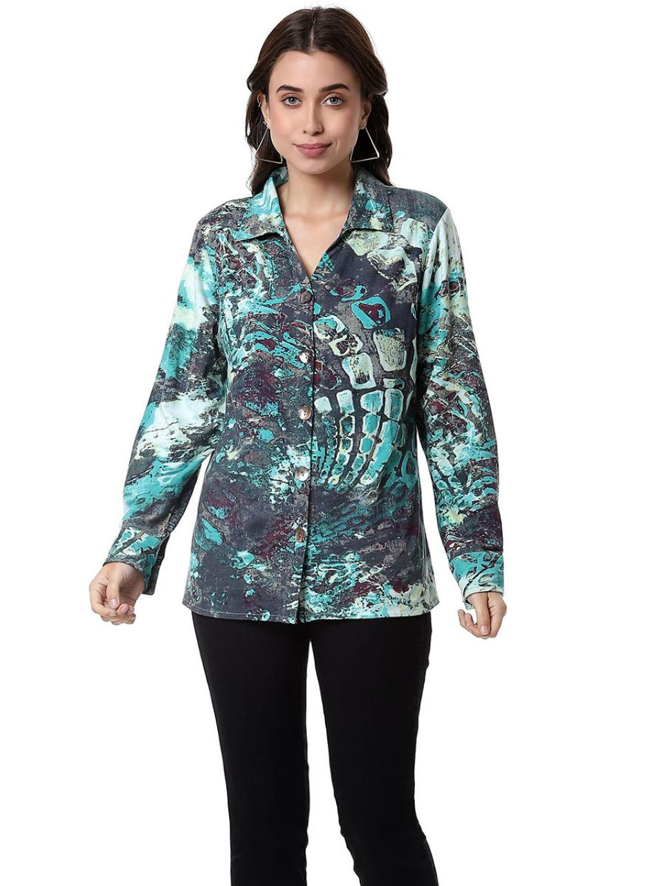 Long Sleeve Shirts Comfy Button Down Collared Solid Plus Size Tops for  Women Tunic Tops to Wear with Leggings Flowy Hide Belly Long Shirt Dressy  Green S - Walmart.com