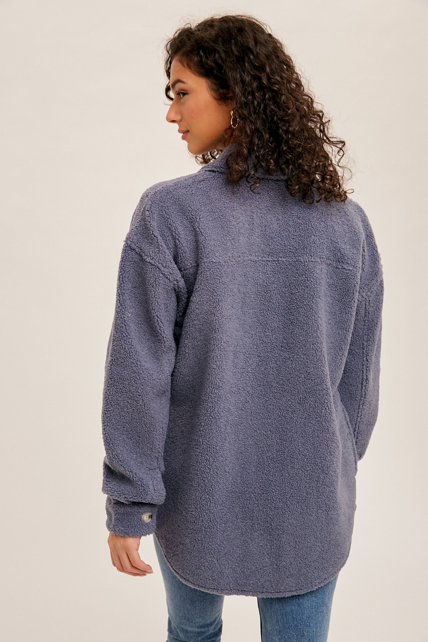 Hem & Thread Stone Oversized Teddy Pocket Shacket