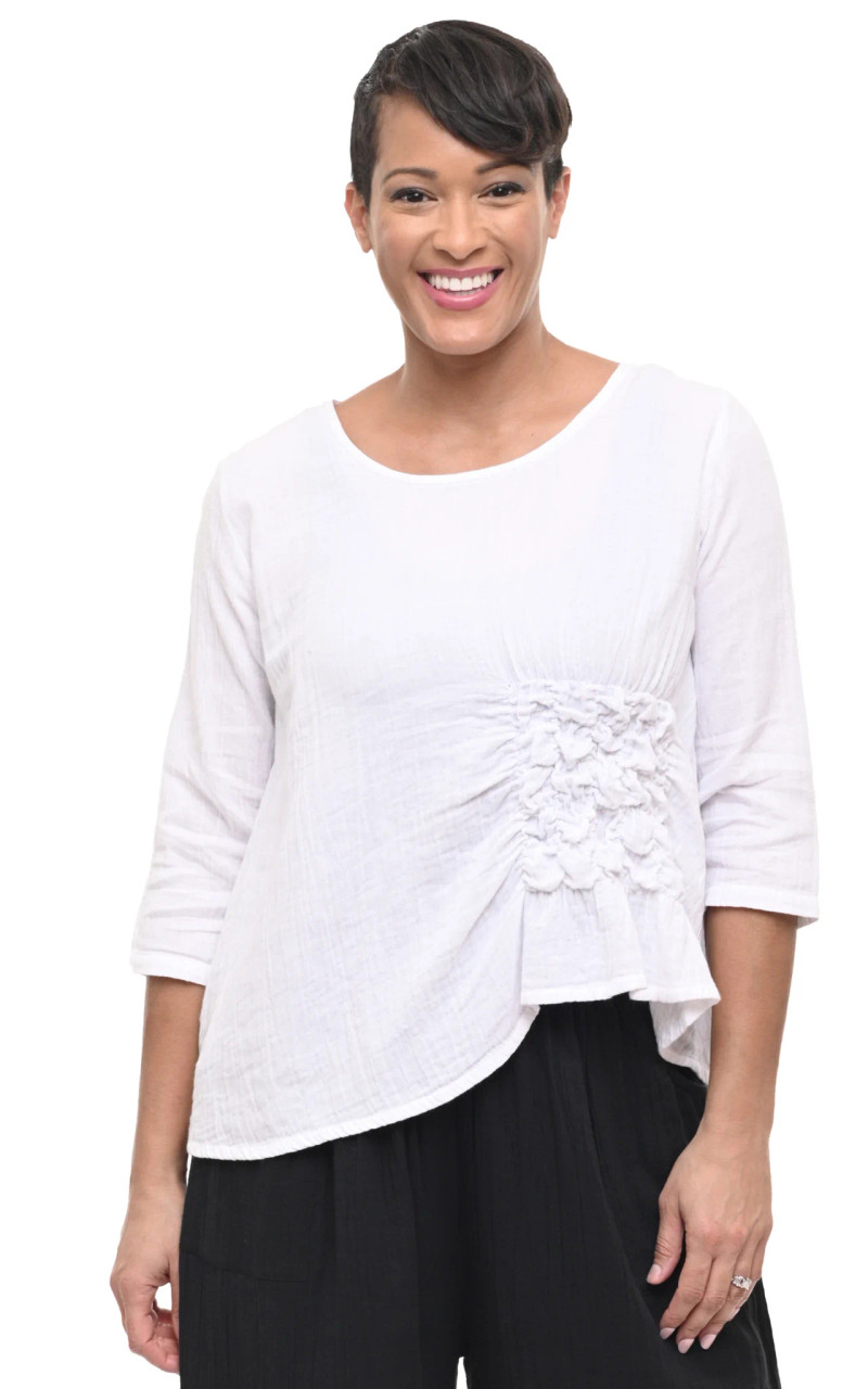 Tulip White Cotton Gauze Olga Top - New Moon Boutique