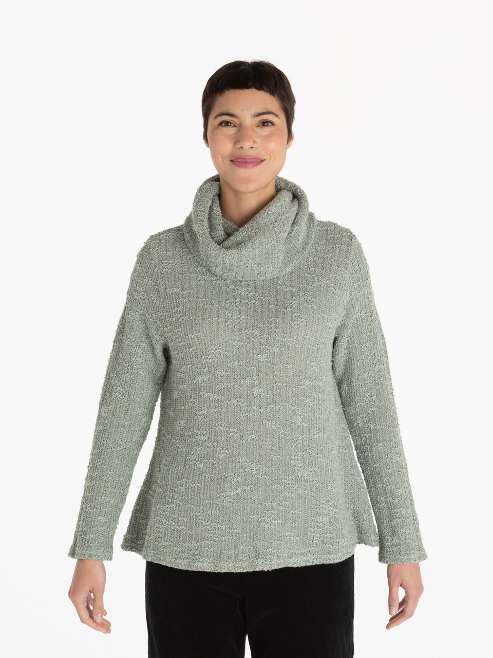 Cut Loose Texture Sweater Cowl Neck Pullover
