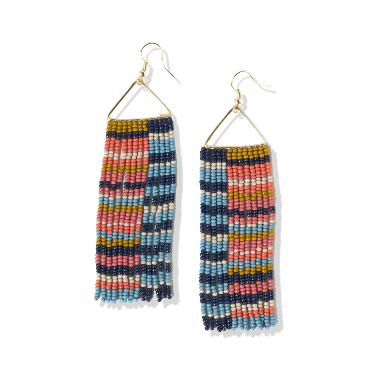 Ink + Alloy Navy Stripe Beaded Fringe Earrings - New Moon Boutique