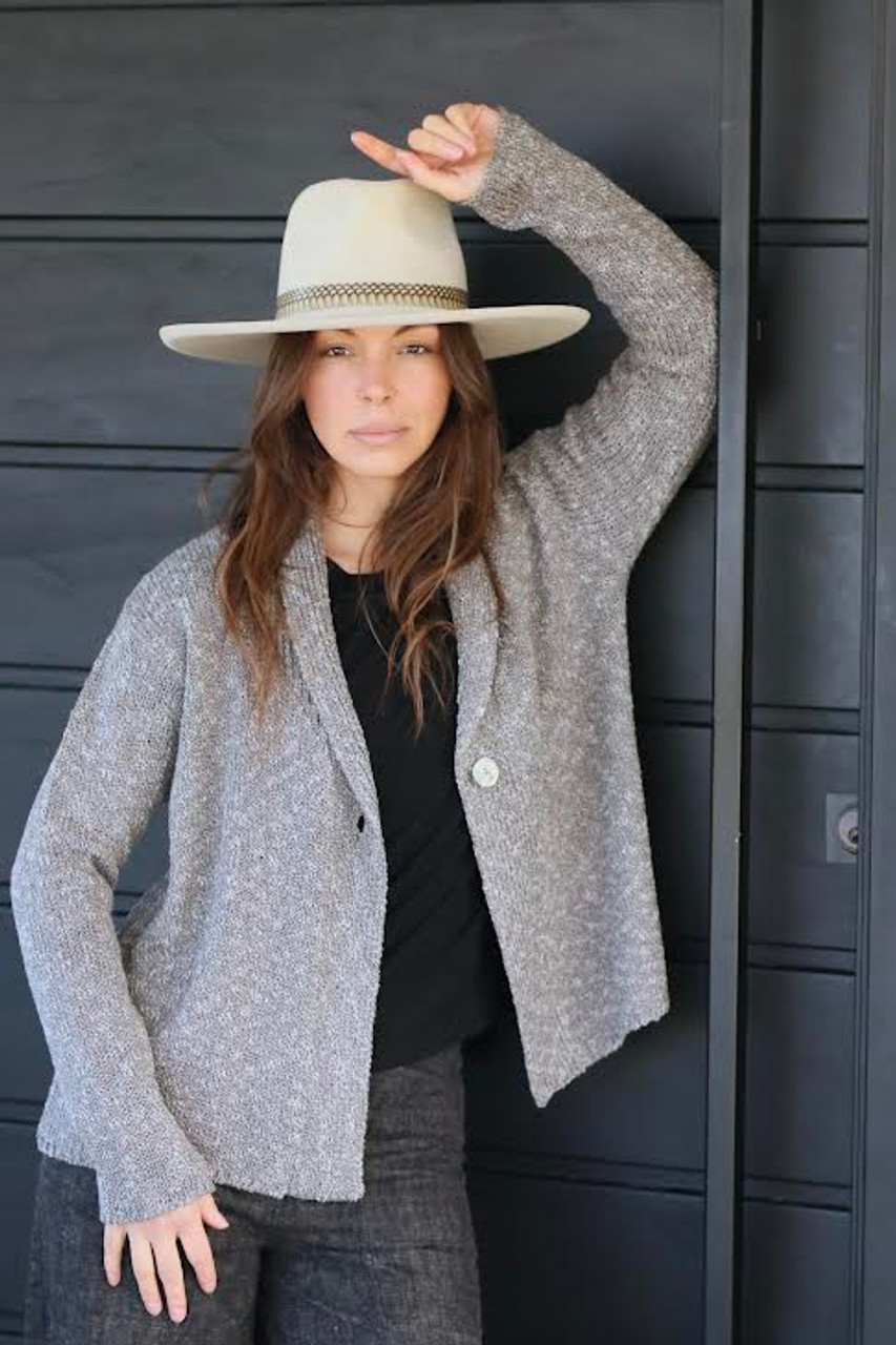 Island Tribe Knits Grey One Button Cardigan