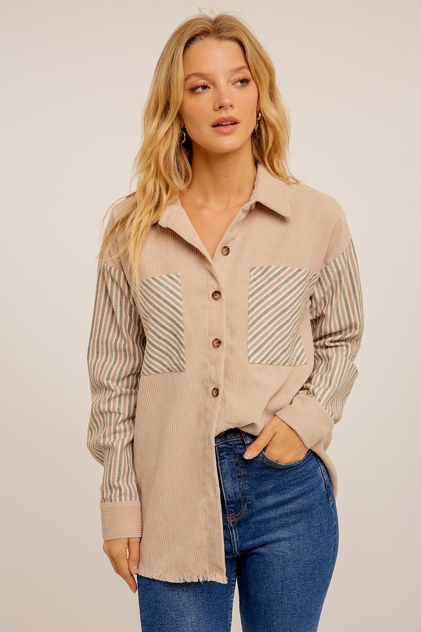 Hem & Thread Beige Corduroy Shirt