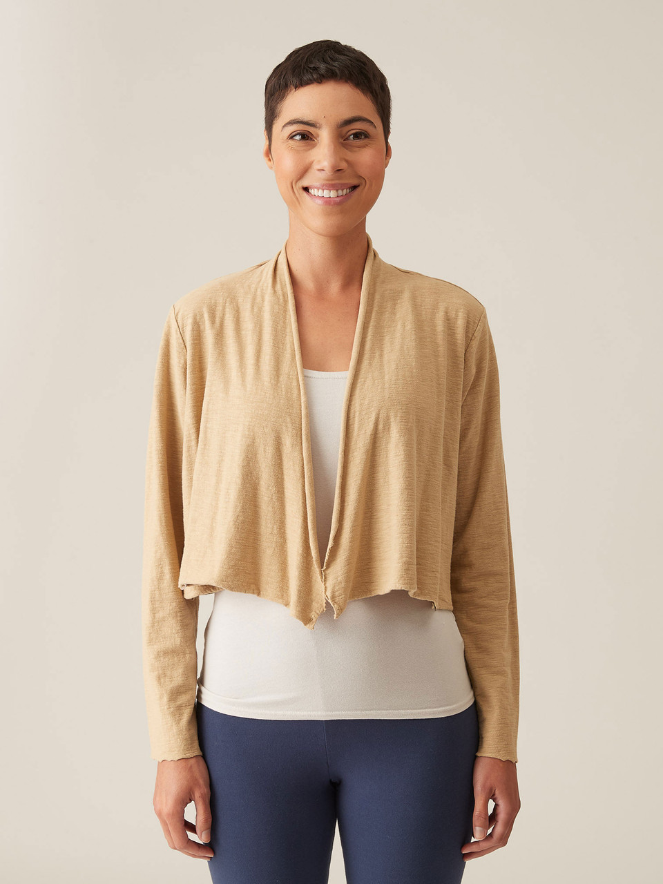 Cut Loose Linen Cotton Jersey Cropped Cardigan - New Moon Boutique