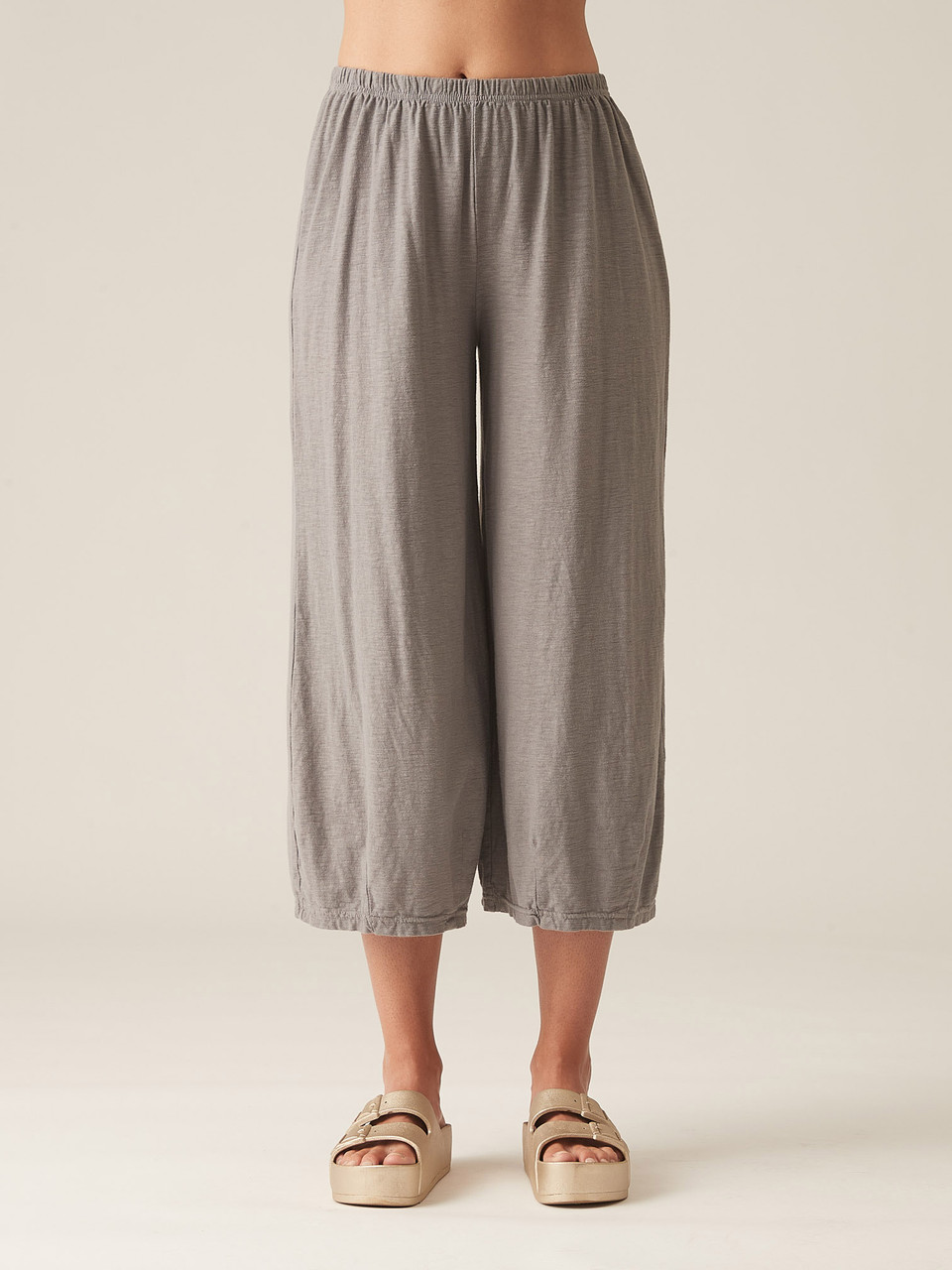 Cut Loose Linen Cotton Jersey Crop Pant with Darts - New Moon Boutique