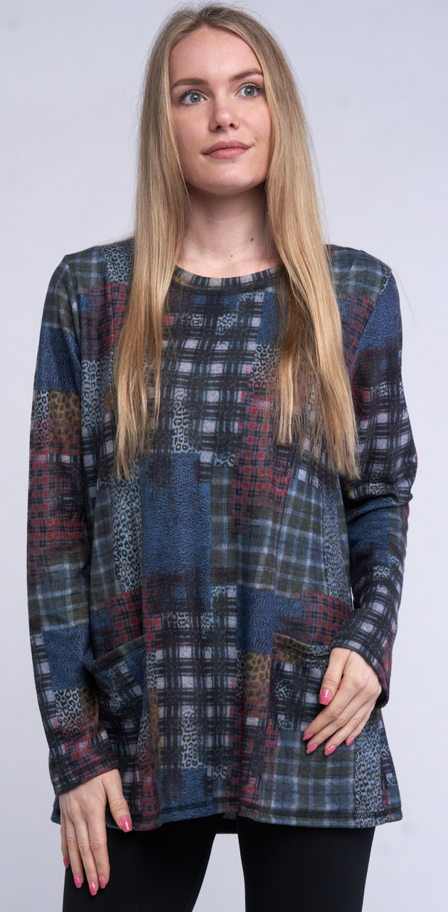 Shana Patchwork Brushed Knit Pocket Tunic