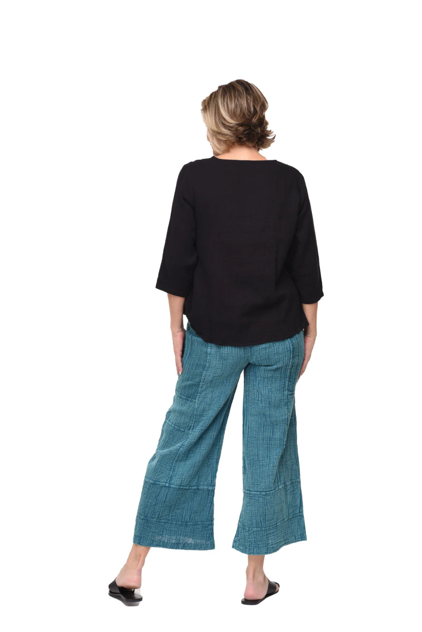 Tulip Black Cotton Gauze Olga Top - New Moon Boutique