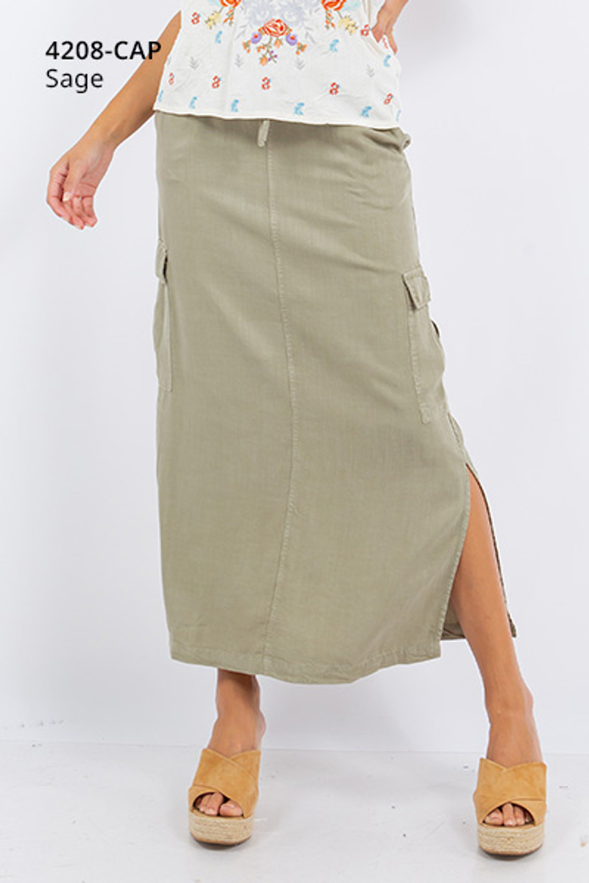 【BAON】Bracty banding cargo long skirt Folded Waist Band Floaty Maxi Skirt | boohoo USA