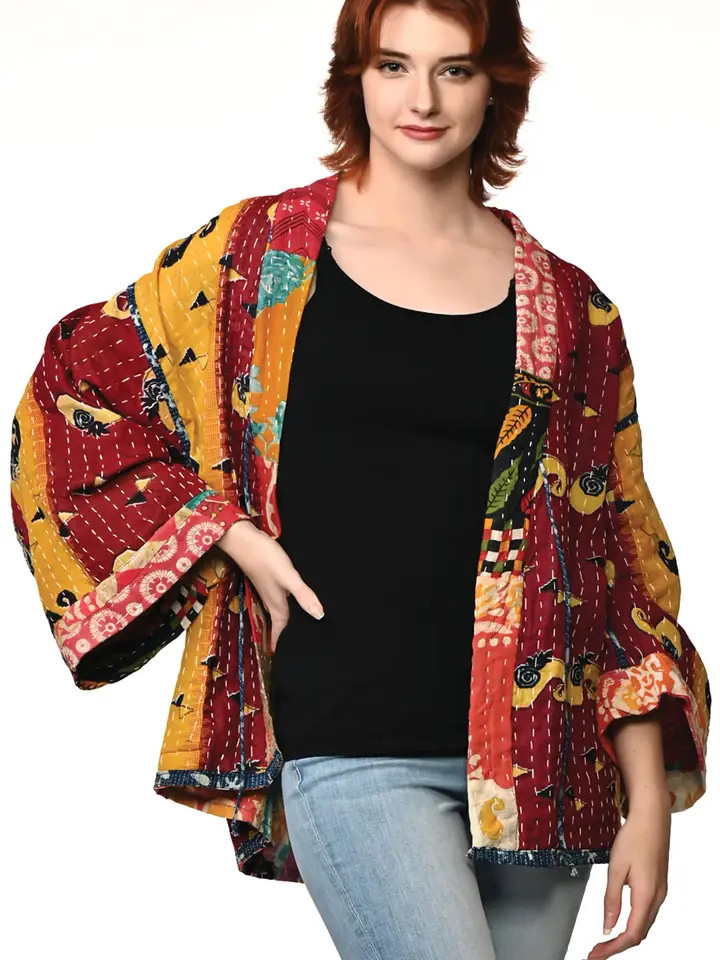 Sevya One-Size Kantha Reversible Kimono Jacket - New Moon Boutique