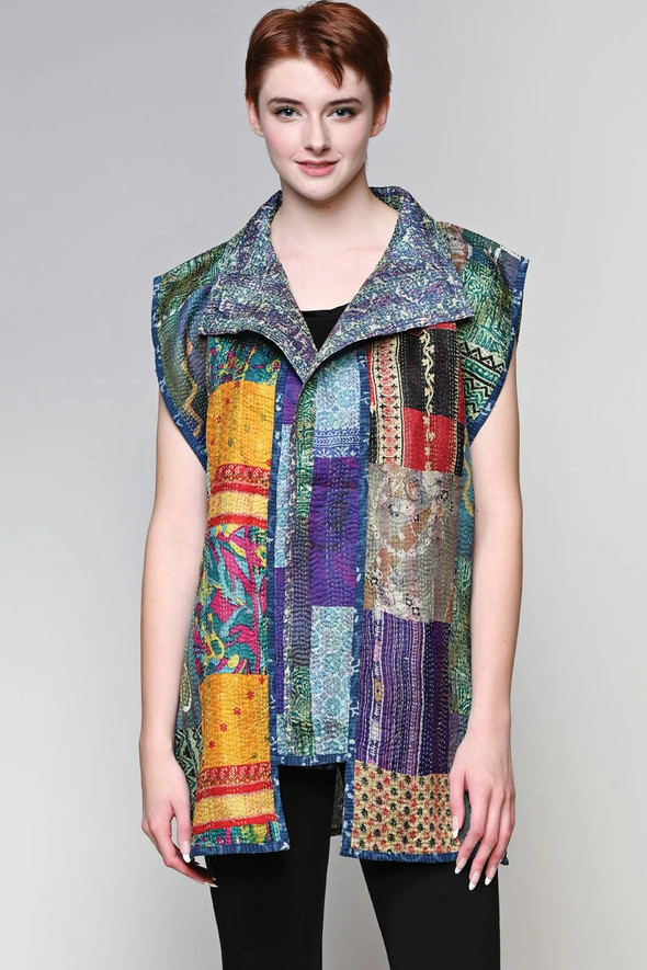 Sevya Reversible Kantha Vest - New Moon Boutique