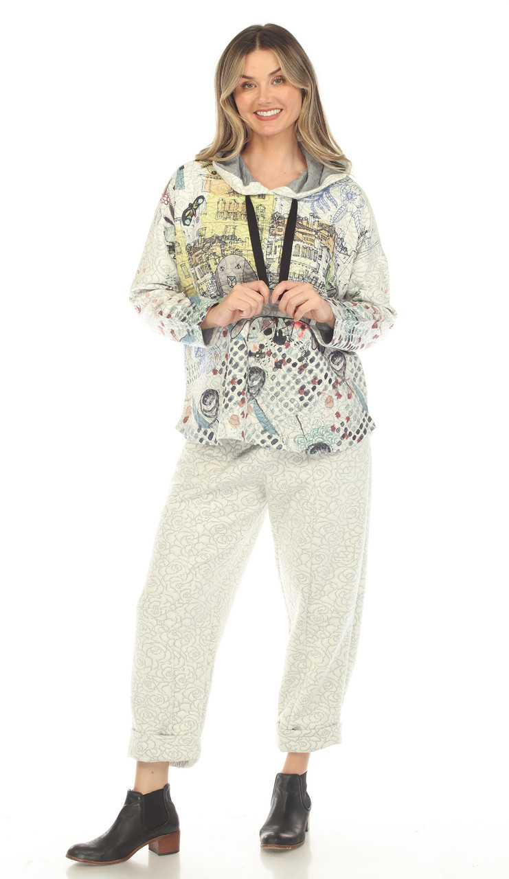 Inoah Mei-Mei Topstitch Hoodie Top - New Moon Boutique