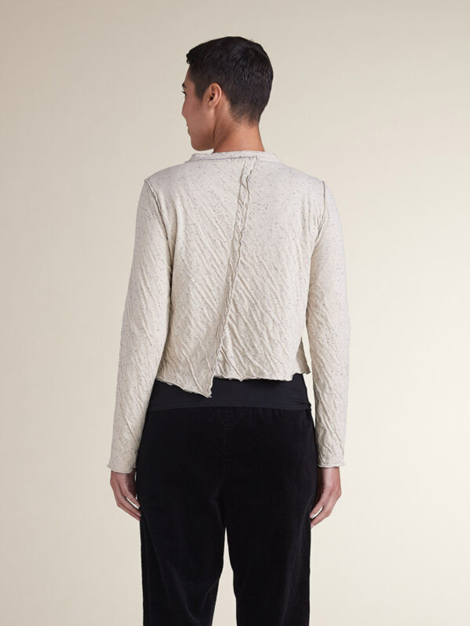 【2plan】Forte Damage Crop Cardigan Cut Loose Moonbeam Speckle Double Face Crop Cardigan - New