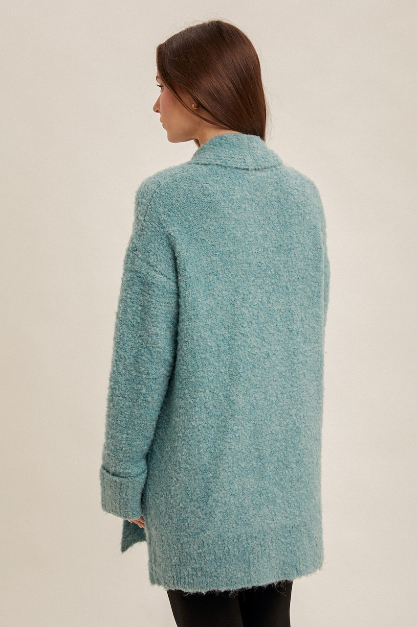 Hem & Thread Aqua Fuzzy Cardigan Online