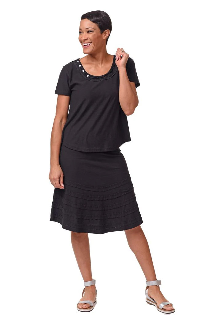 Tulip Black Cotton Shauna Skirt - New Moon Boutique