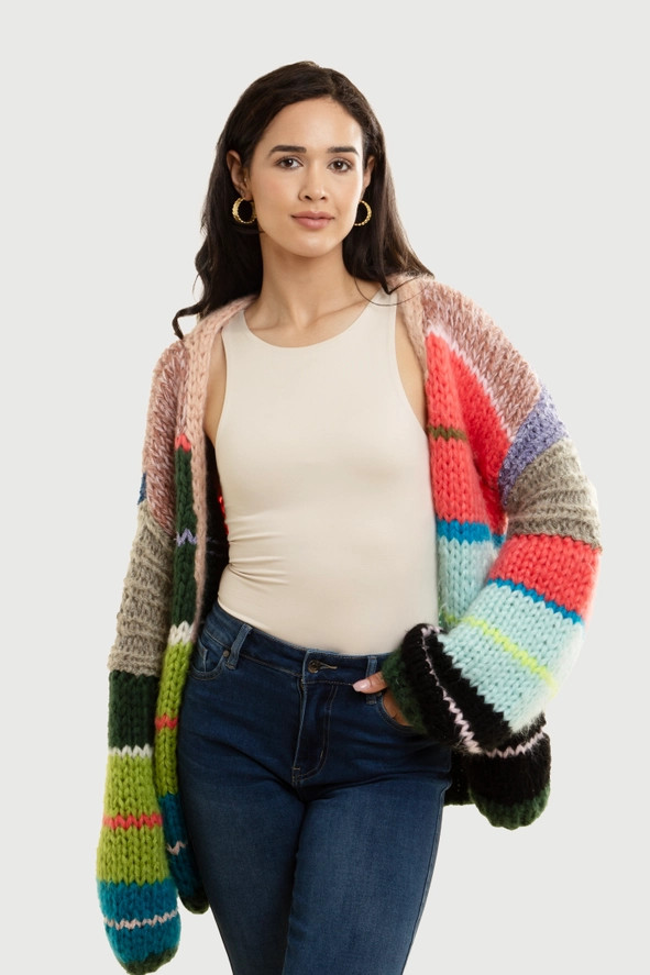 Saachi Rainbow Stripe Cardigan - New Moon Boutique