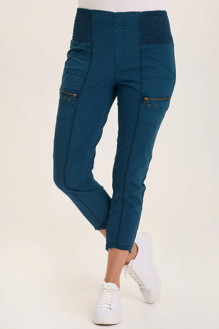 わぬ XCVI Teal Cotton Stretch Pull-On Pant - New Moon Boutique