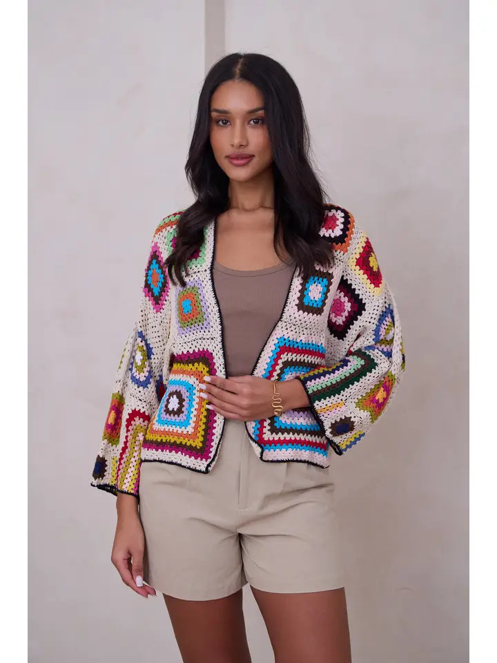 Saachi Granny Crochet Cropped Jacket - New Moon Boutique