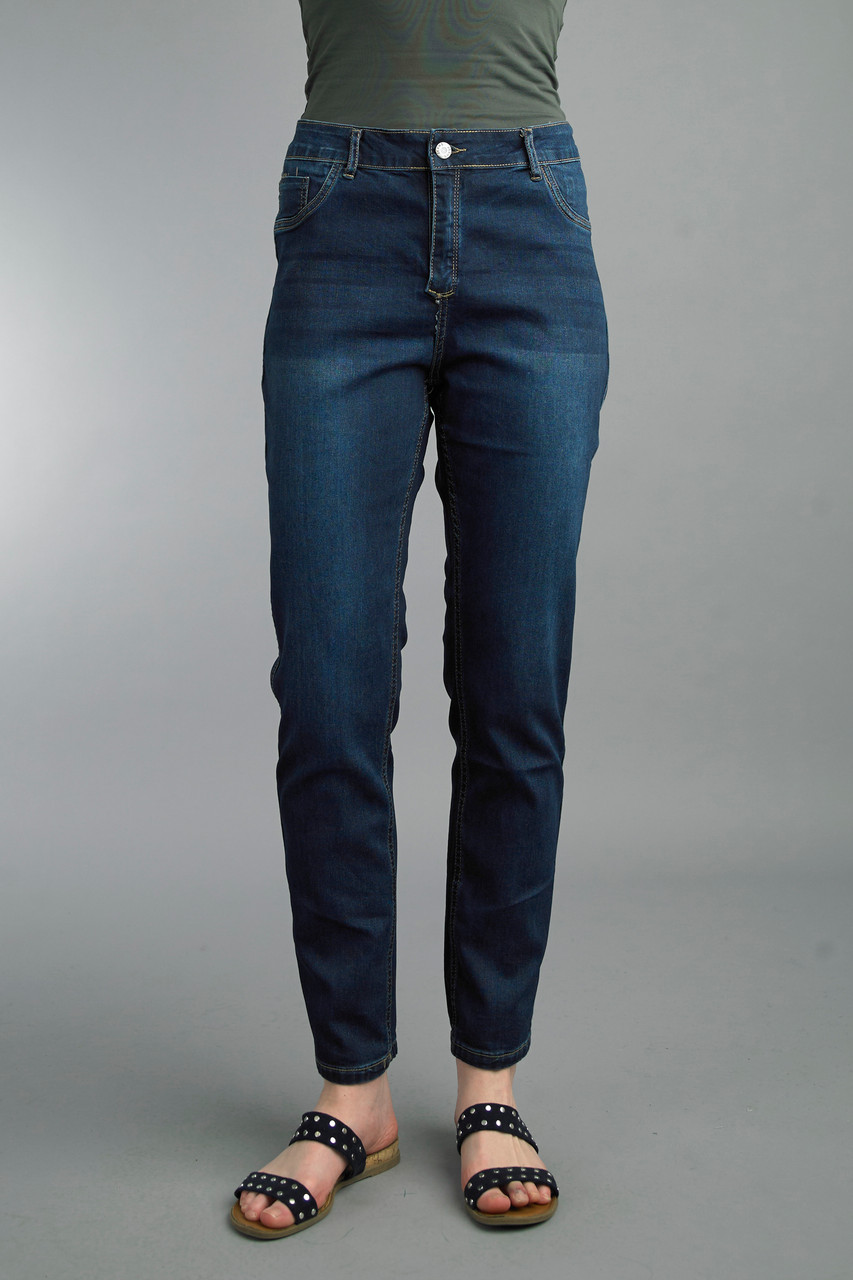 Tempo Paris Navy Floral Reversible Jeans New Moon Boutique