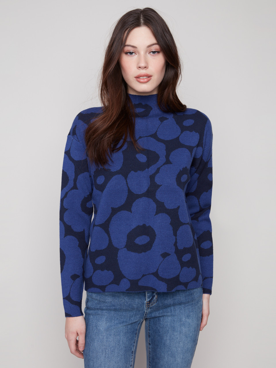 Charlie B Indigo Jacquard Sweater - New Moon Boutique