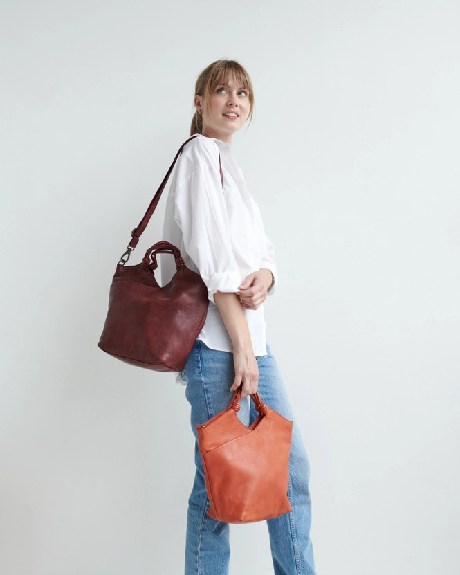 Latico Leathers Nash Handcrafted Tote/Crossbody Bags - New Moon