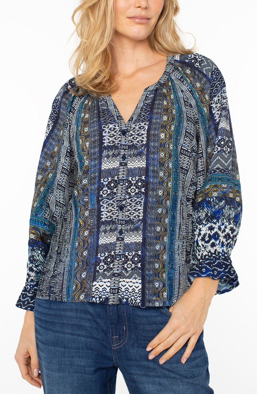 Liverpool Indigo Shibori Airy Blouse - New Moon Boutique