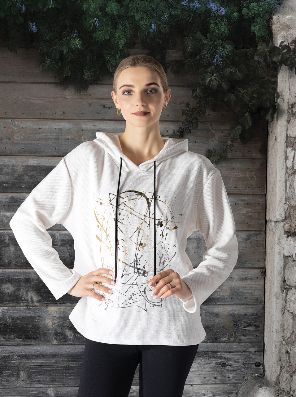Cherishh Off-White Plush Hoodie Top - New Moon Boutique