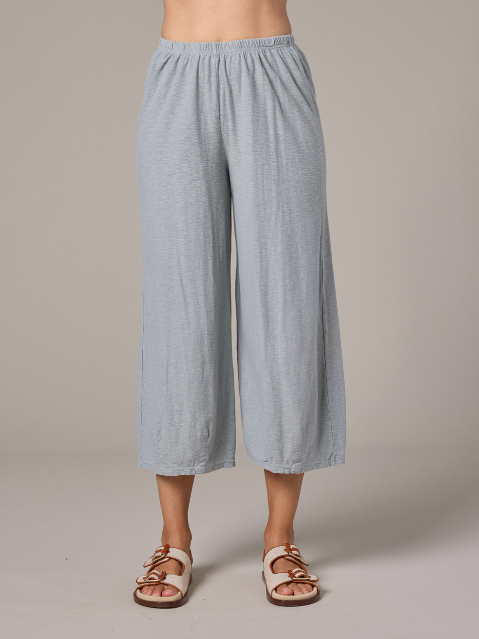 ドミンゴ　ANKLE CUT JERSEY PANTS Ｌ Cut Loose Linen Cotton Jersey Cropped Pant w/ Darts - New Moon