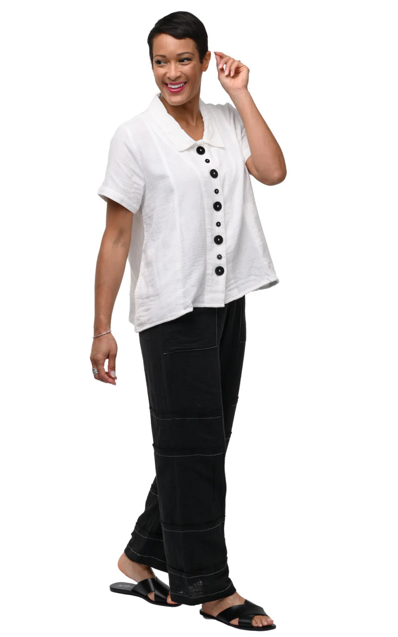 Tulip White Cotton Moira Top - New Moon Boutique