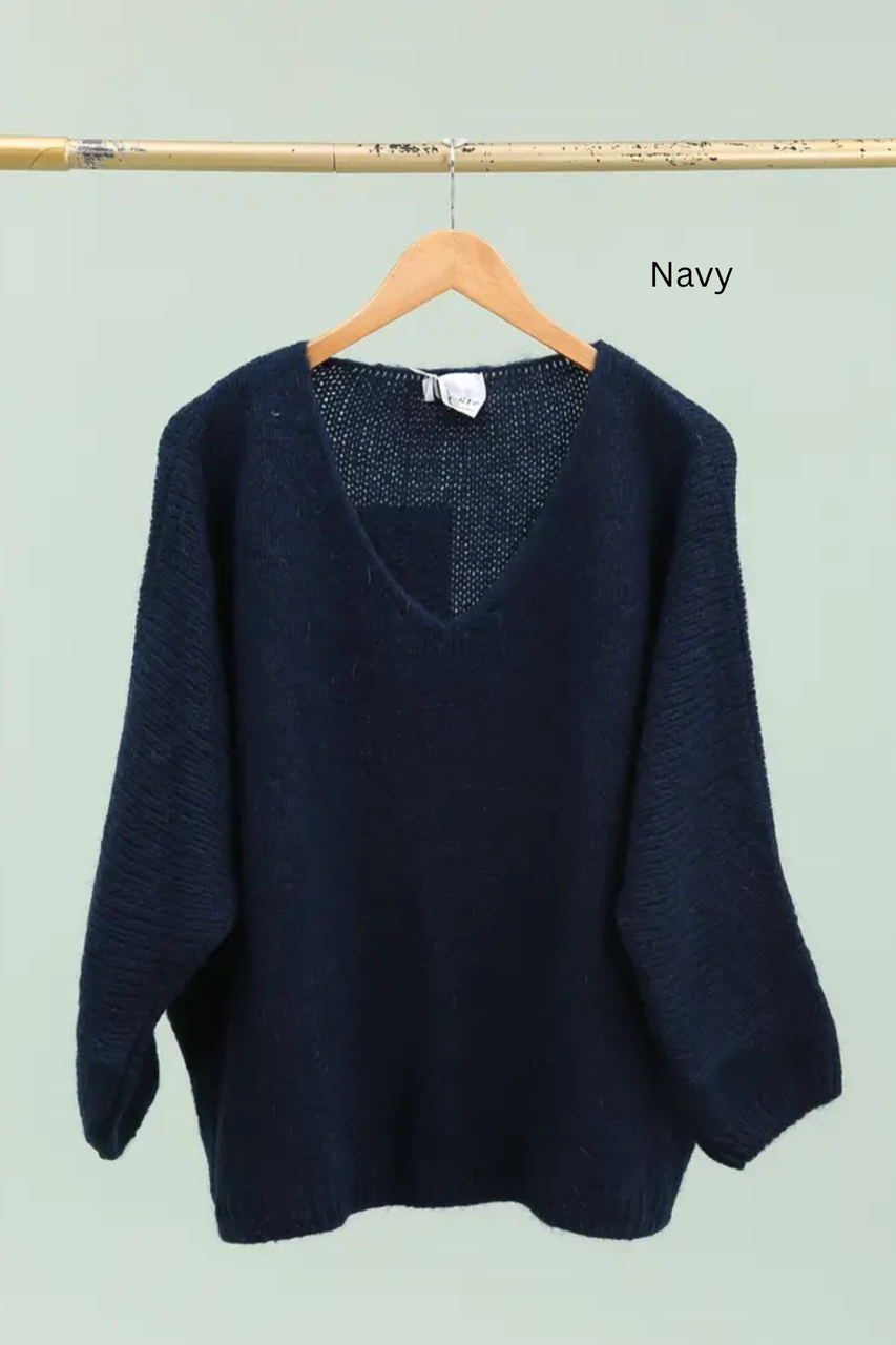 La Maison Mohair Pullover V-Neck Sweater - New Moon Boutique