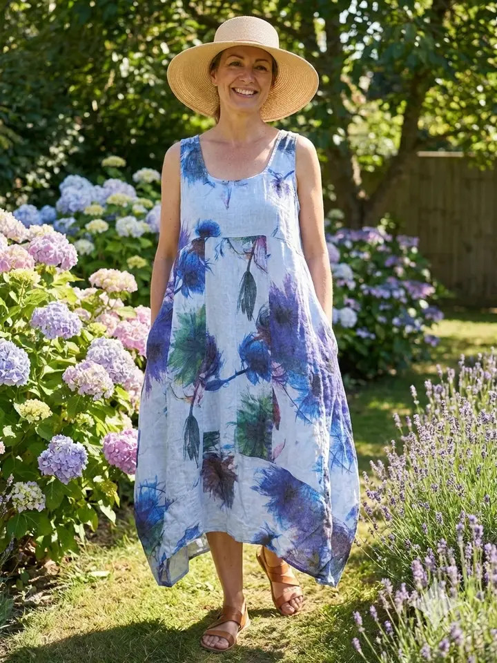 Linen & Cotton House Linen Flower Dress Linen & Cotton House Linen Flower Dress