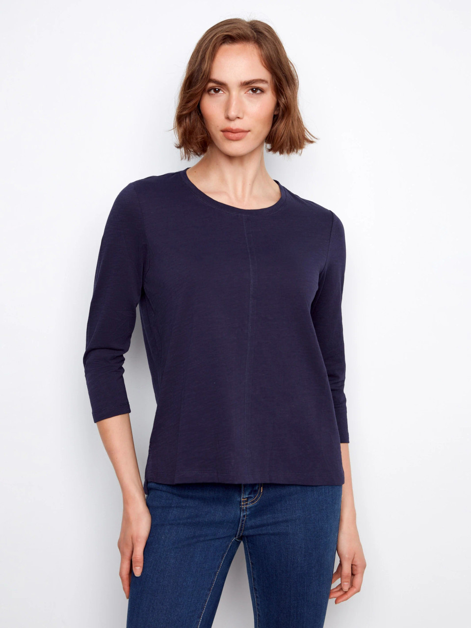 ChaRlie-b☆ Charlie B Navy Cotton Jersey Top - New Moon Boutique