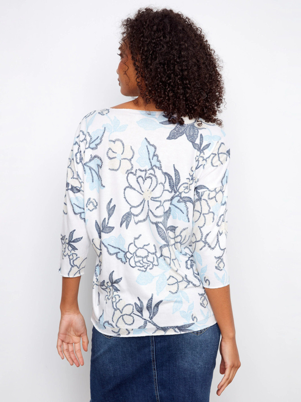 Charlie B Blue Blossom Knit Top - New Moon Boutique