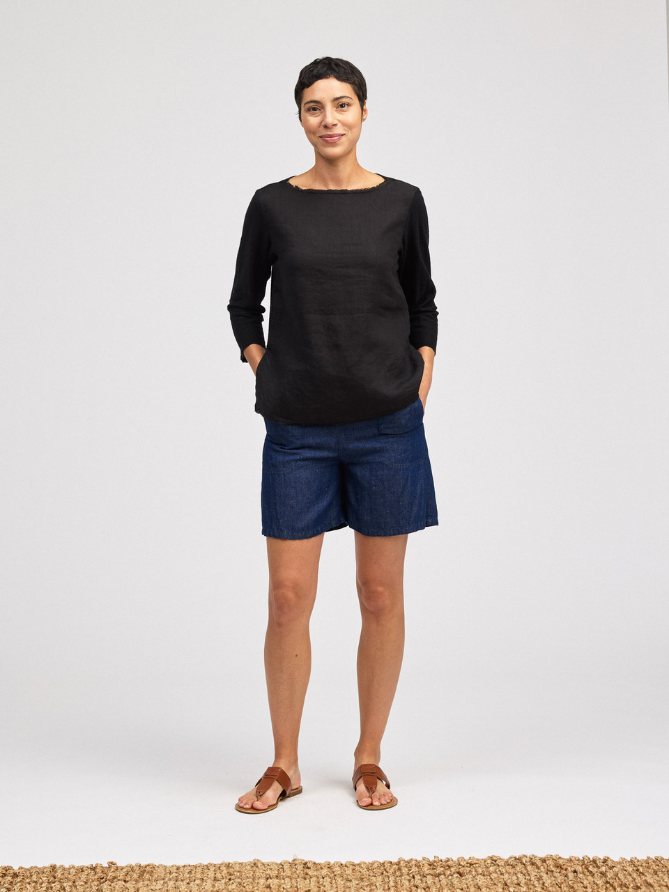 Cut Loose Linen Combo Tee - New Moon Boutique