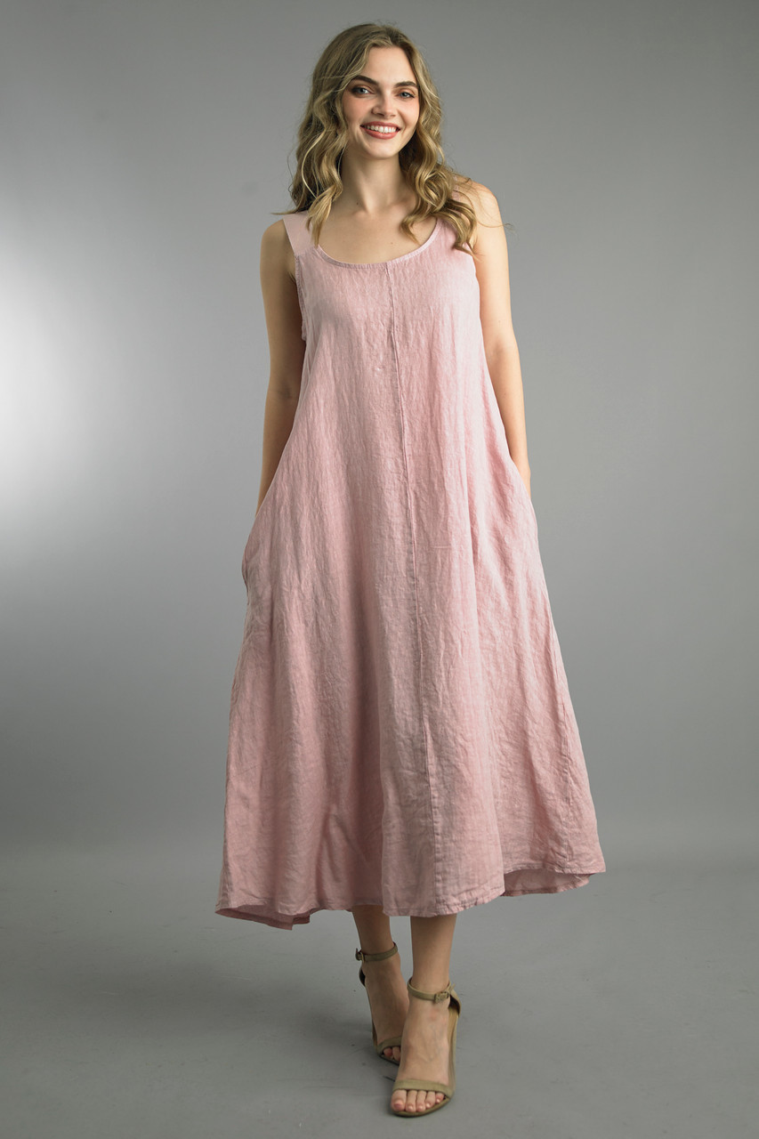 Tempo Paris Mauve Linen Strap Dress