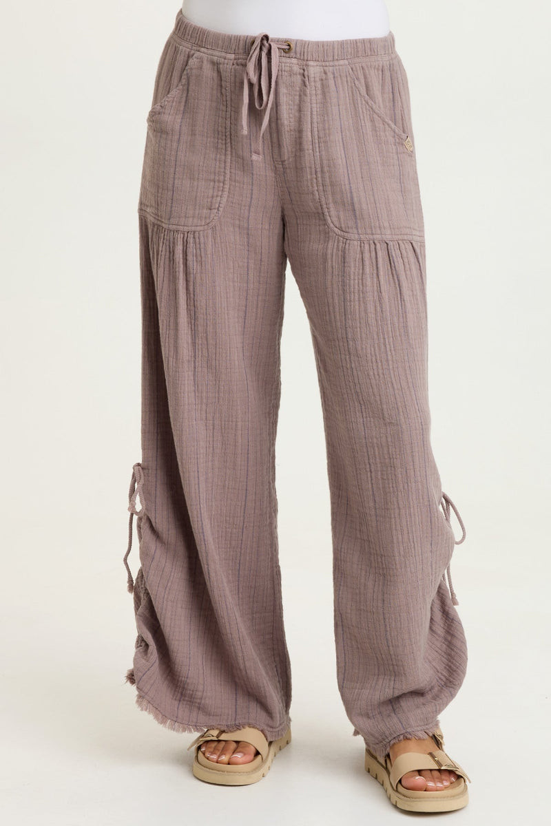 XCVI Mink Stripe Gauze Ruched Pants - New Moon Boutique